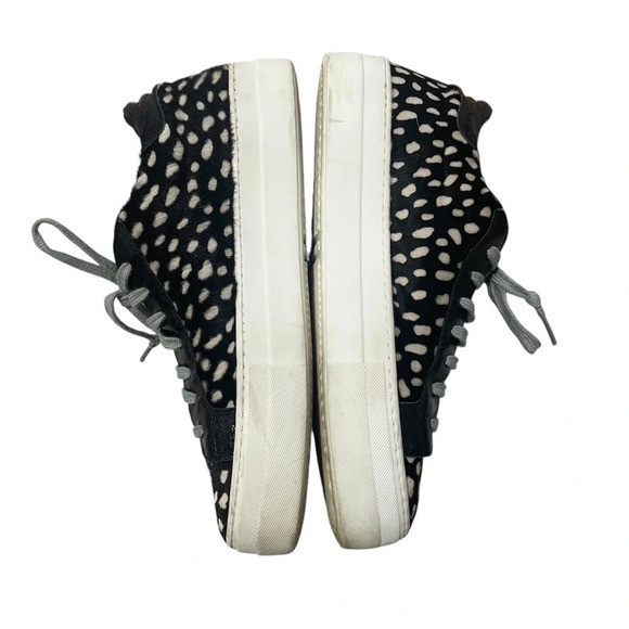 P448 John Calf Hair Spotted Cowiena Sneaker Black White Leather Size 39 - Picture 2 of 14